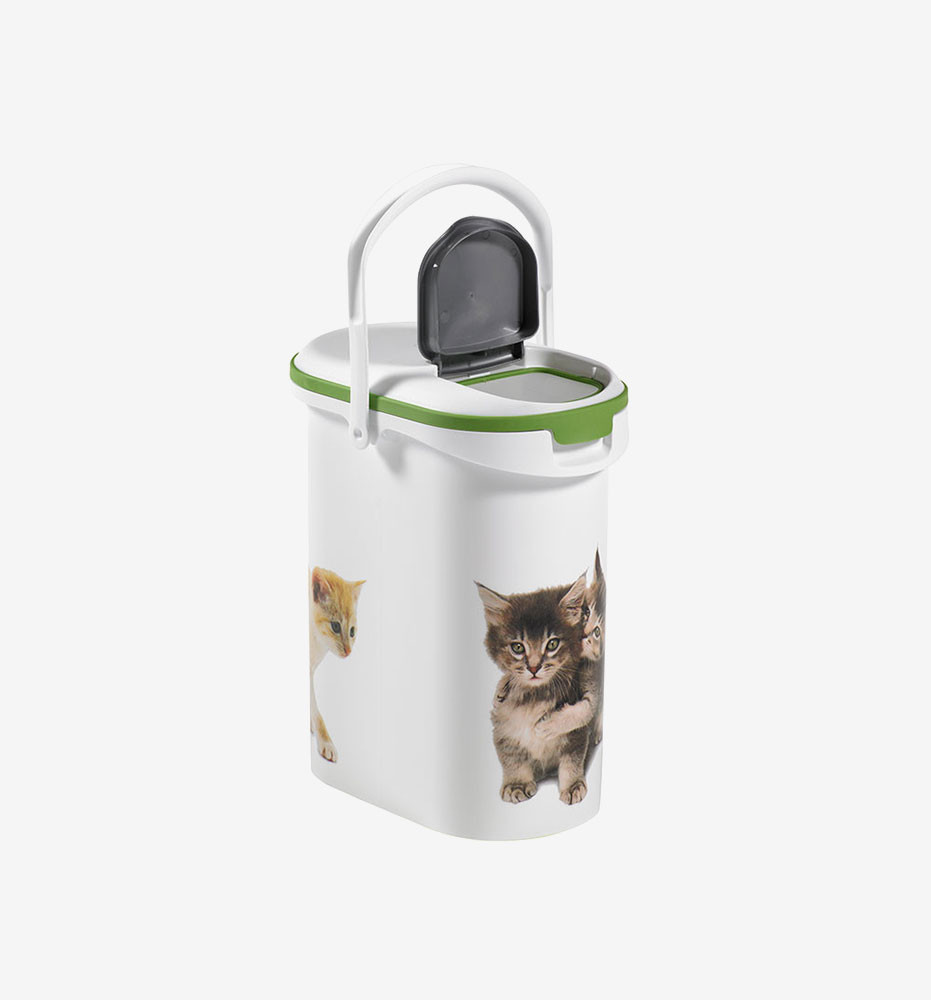 Curver Food Container 4 kg I 10 L, White/Grey/Love Pets Cats