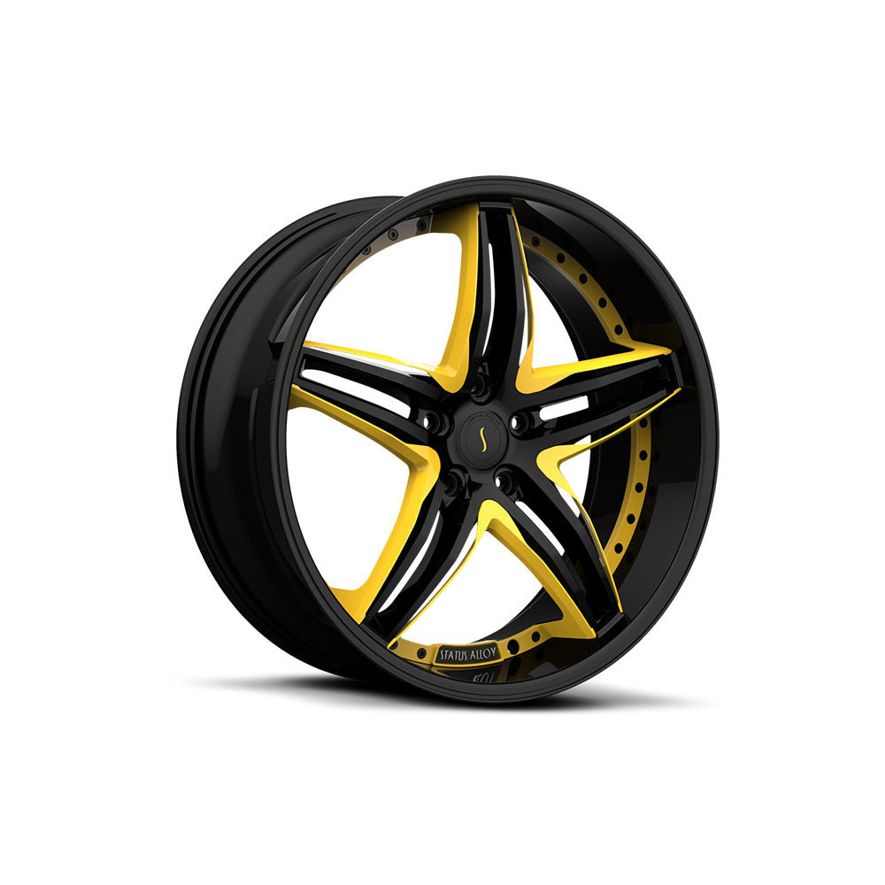 Premium Rims Black & Yellow For Sports car