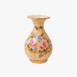 Vintage Intricate Stoneware Vase, Handpainted Ceramic