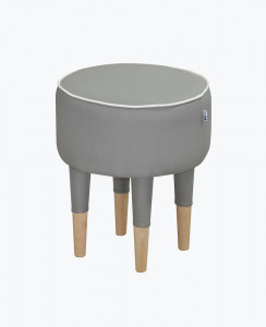 Shadowkart Grey Wood Pouffe Stool 16x16x16 Inch