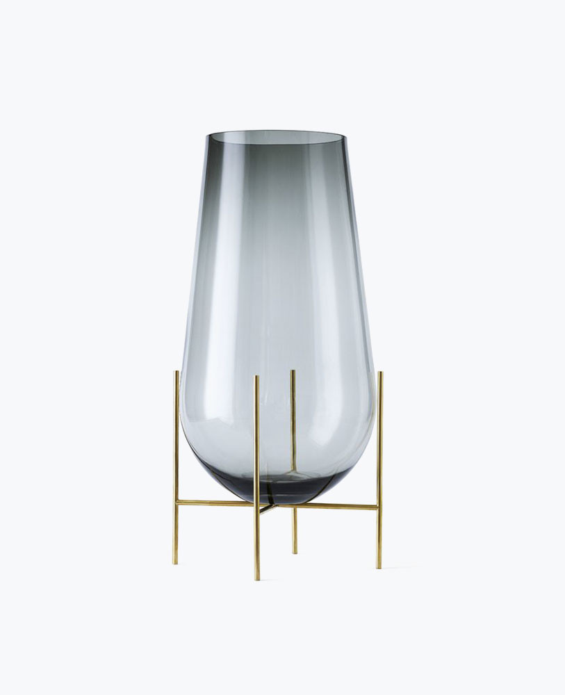 Échasse Smoke Grey, Height 28cm, Frame Brushed Brass