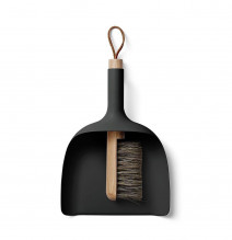 Plastic Bamboo Dustpan & Brush Black